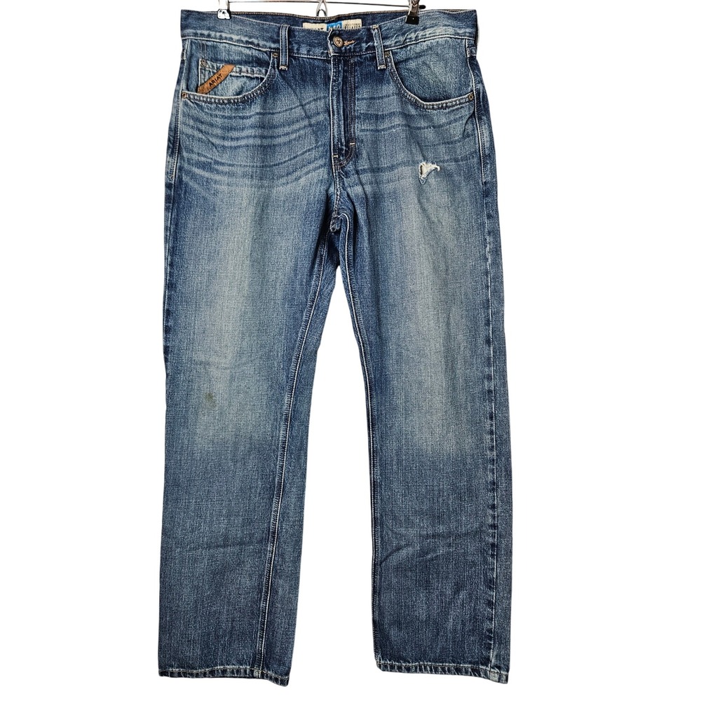 Ariat M2 Legacy Jeans Mens 36x31 Relaxed Boot Cut Medium Wash Distressed Blue